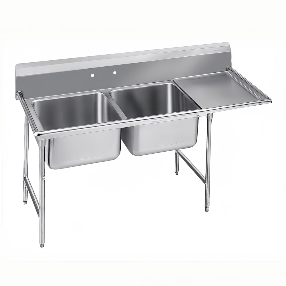 009-94824036R 85" 2 Compartment Sink w/ 20"L x 28"W Bowl, 14" Deep