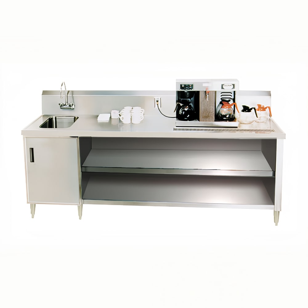 009-BEV3084L 84" Beverage Table w/ Left Side Sink & Drain Trough, 30"D