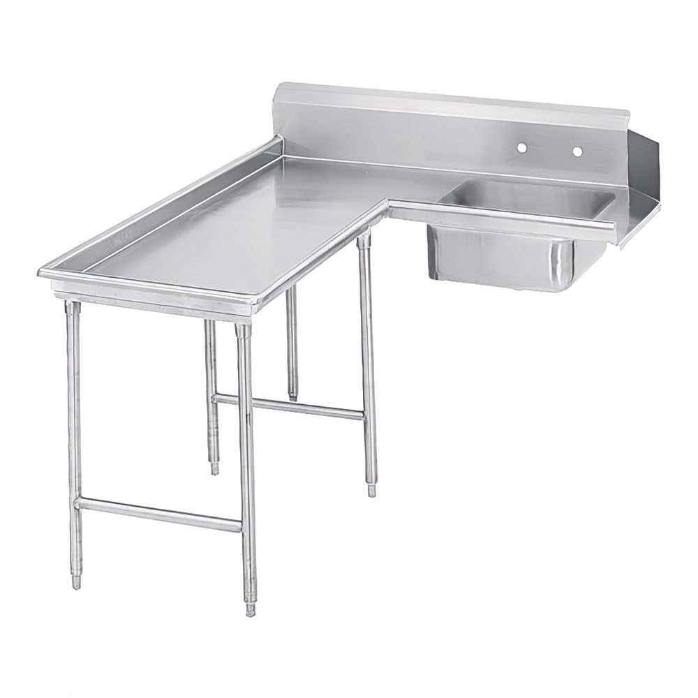 009-DTSG30108L 107" L R Island Soil Dishtable - 10 1/2" Backsplash, Stainless Legs, 14...