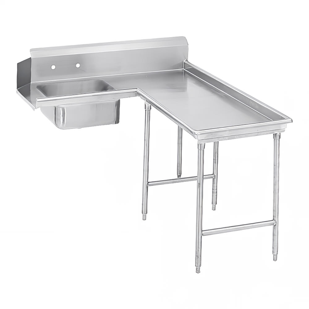 009-DTSG30120R 59" L Shaped Dish Table - Right to Left, (1) 20" x 20" x 8" Si...