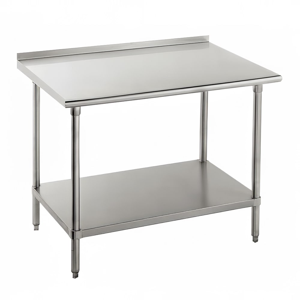 Advance Tabco FMG-306 72" 16 ga Work Table w/ Undershelf & 304 Series Stainless Top, 1 1/2" Backsplash