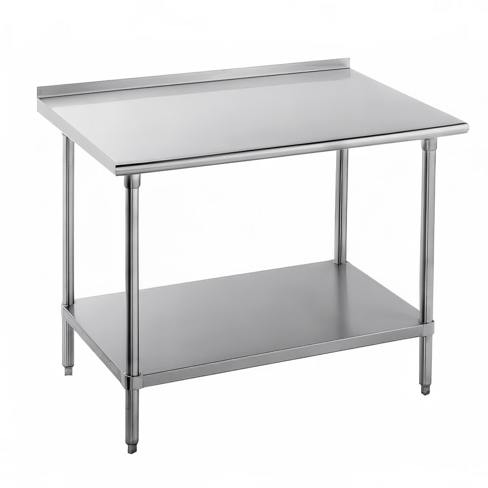 009-FMS307 84" 16 ga Work Table w/ Undershelf & 304 Series Stainless Top, 1 1/2" Ba...