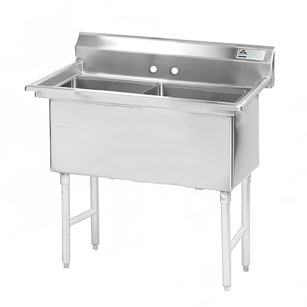 009-FS23024 65" 2 Compartment Sink w/ 30"L x 24"W Bowl, 14" Deep