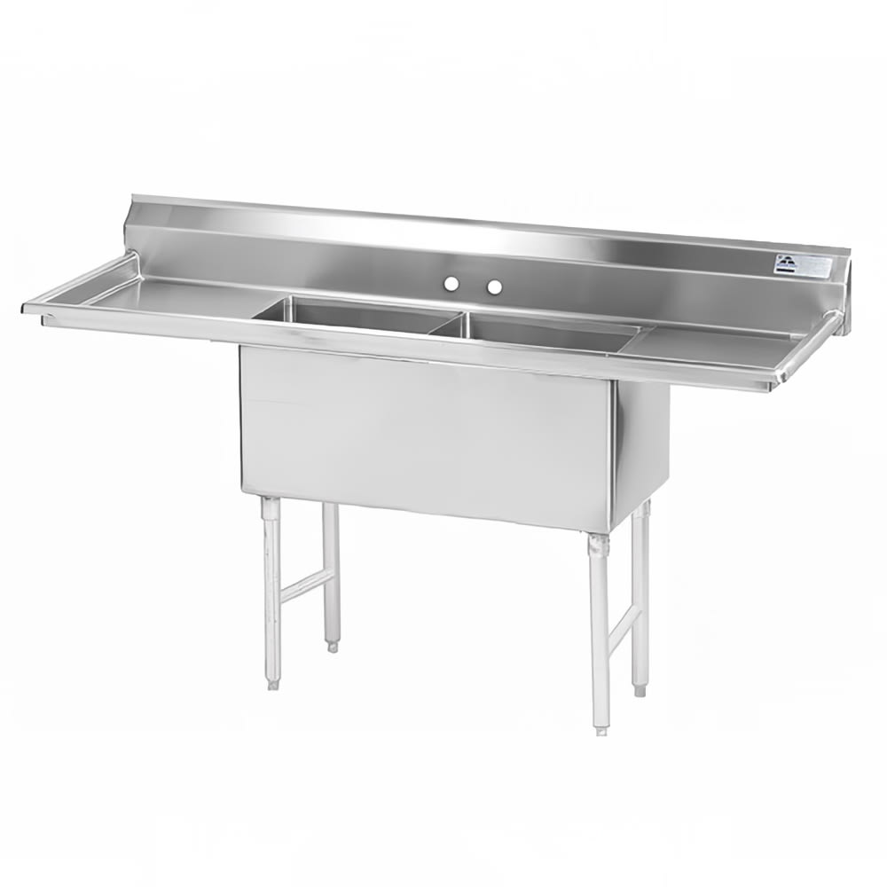 009-FS2181818RL 72" 2 Compartment Sink w/ 18"L x 18"W Bowl, 14" Deep