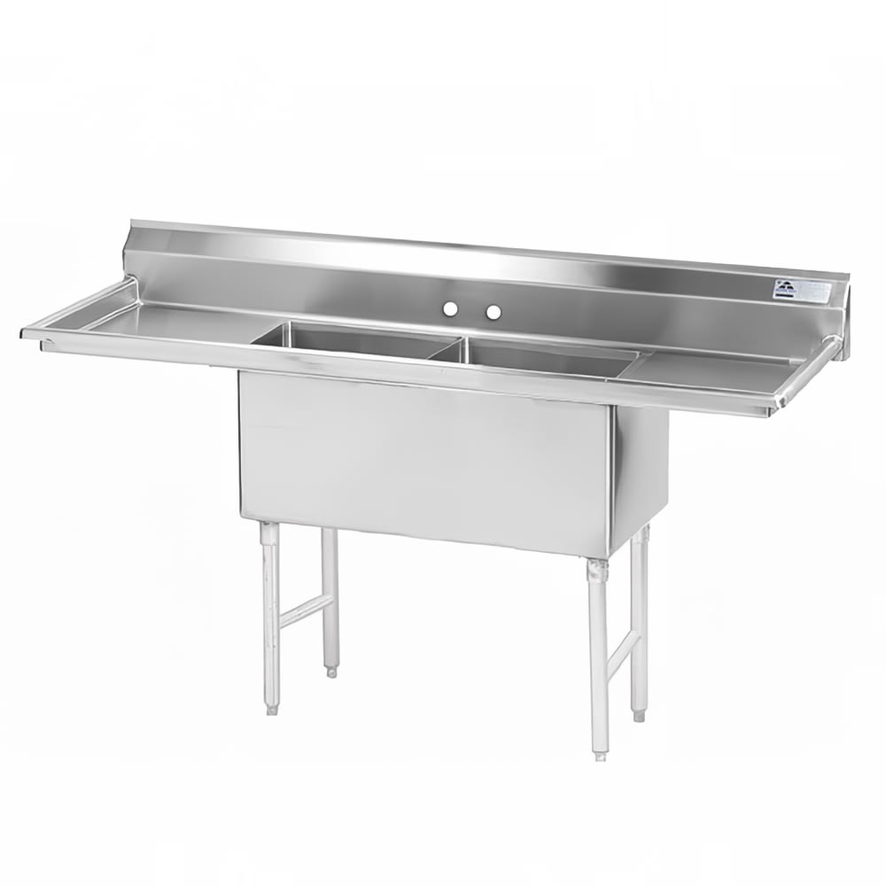009-FS2302424RL 108" 2 Compartment Sink w/ 30"L x 24"W Bowl, 14" Deep