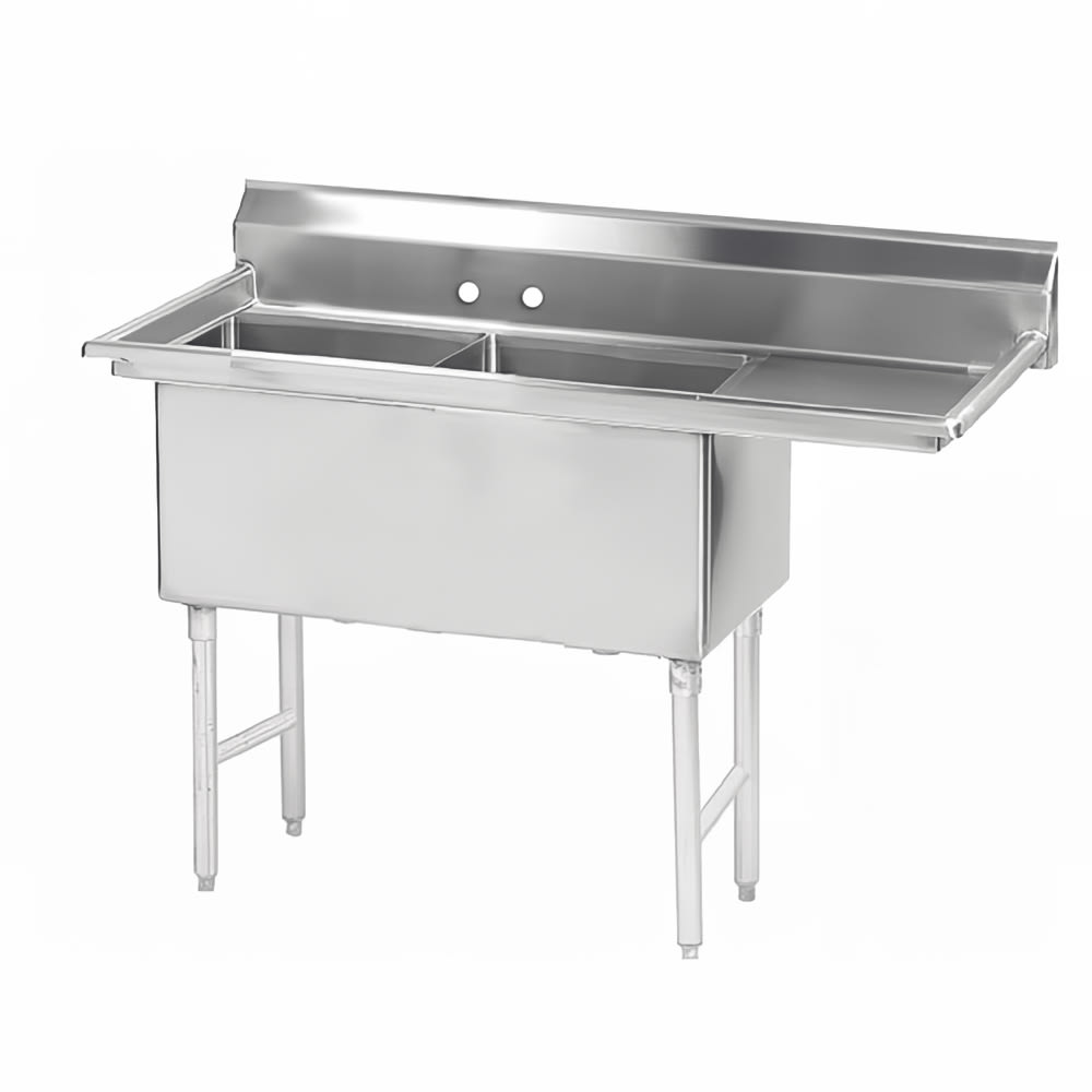 009-FS2182418R 56 1/2" 2 Compartment Sink w/ 18"L x 24"W Bowl, 14" Deep