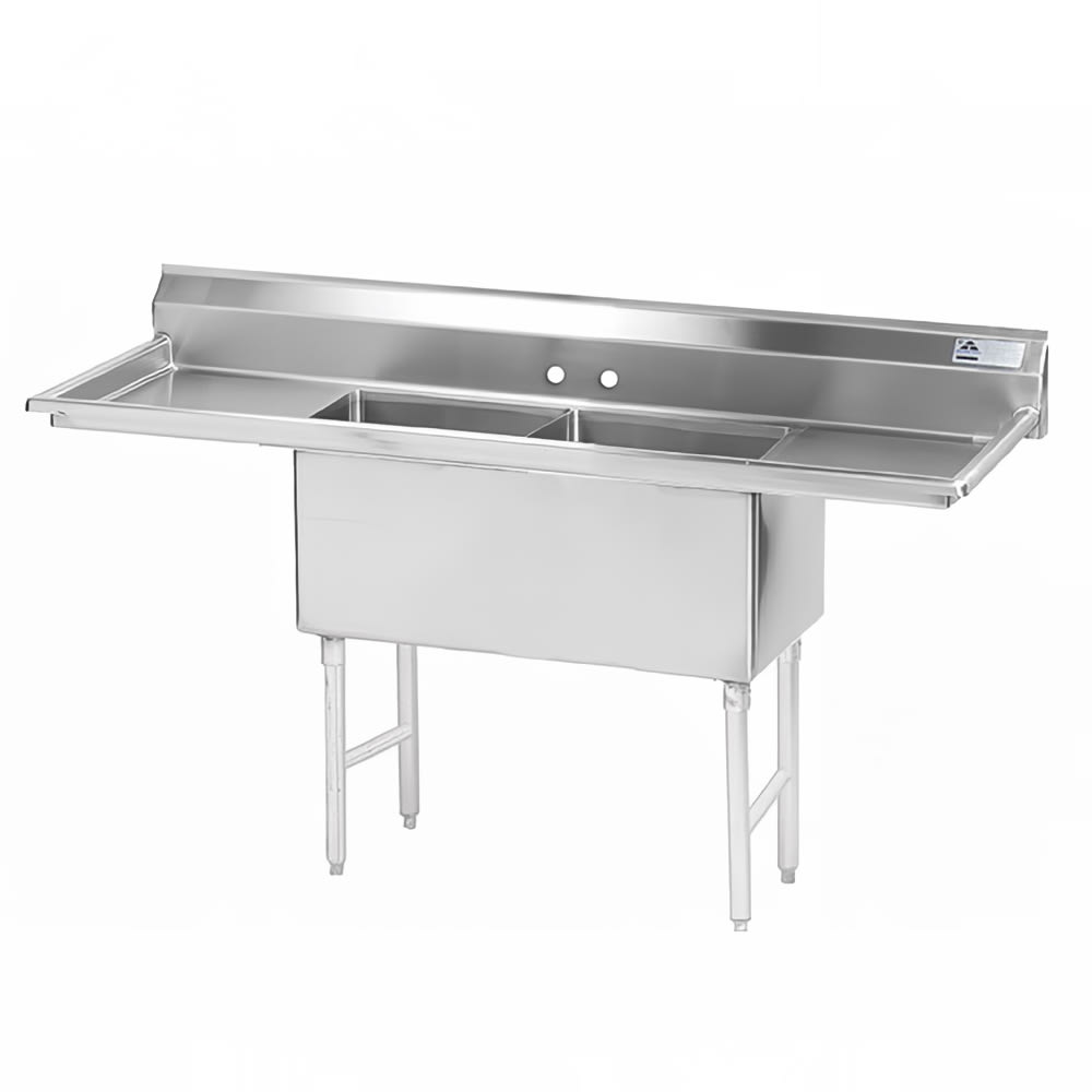 009-FS2182418RL 72" 2 Compartment Sink w/ 18"L x 24"W Bowl, 14" Deep