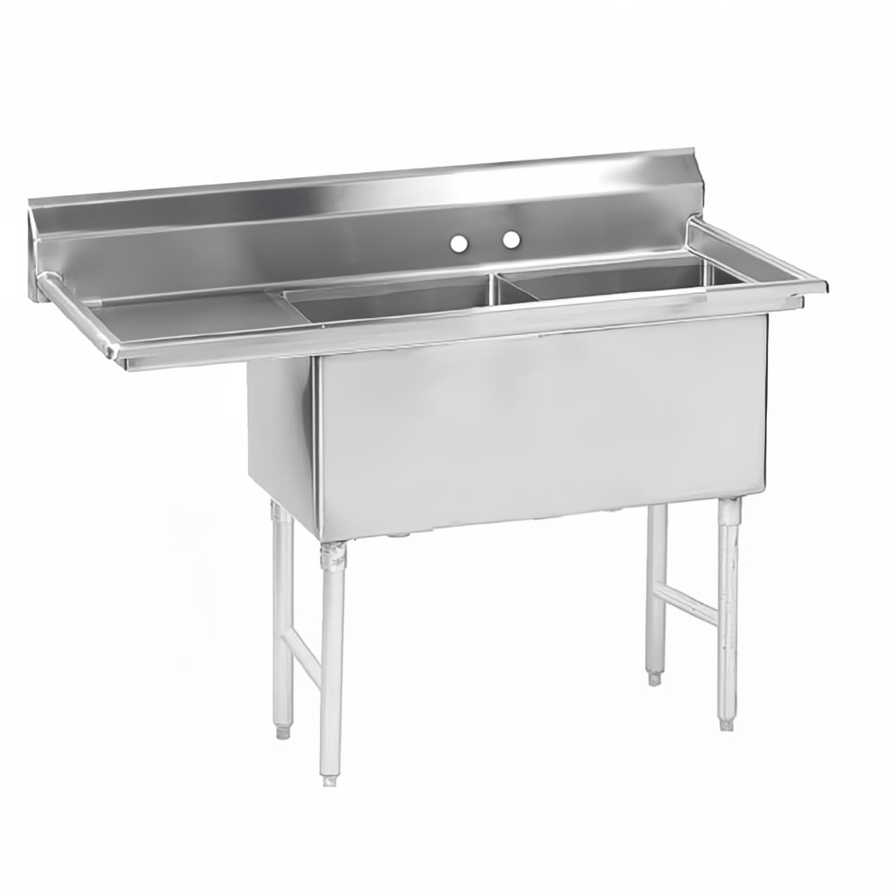 009-FS2181818L 56 1/2" 2 Compartment Sink w/ 18"L x 18"W Bowl, 14" Deep