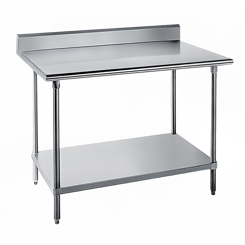 Advance Tabco KAG-2410 120" 16 ga Work Table w/ Undershelf & 430 Series Stainless Top, 5" Backsplash