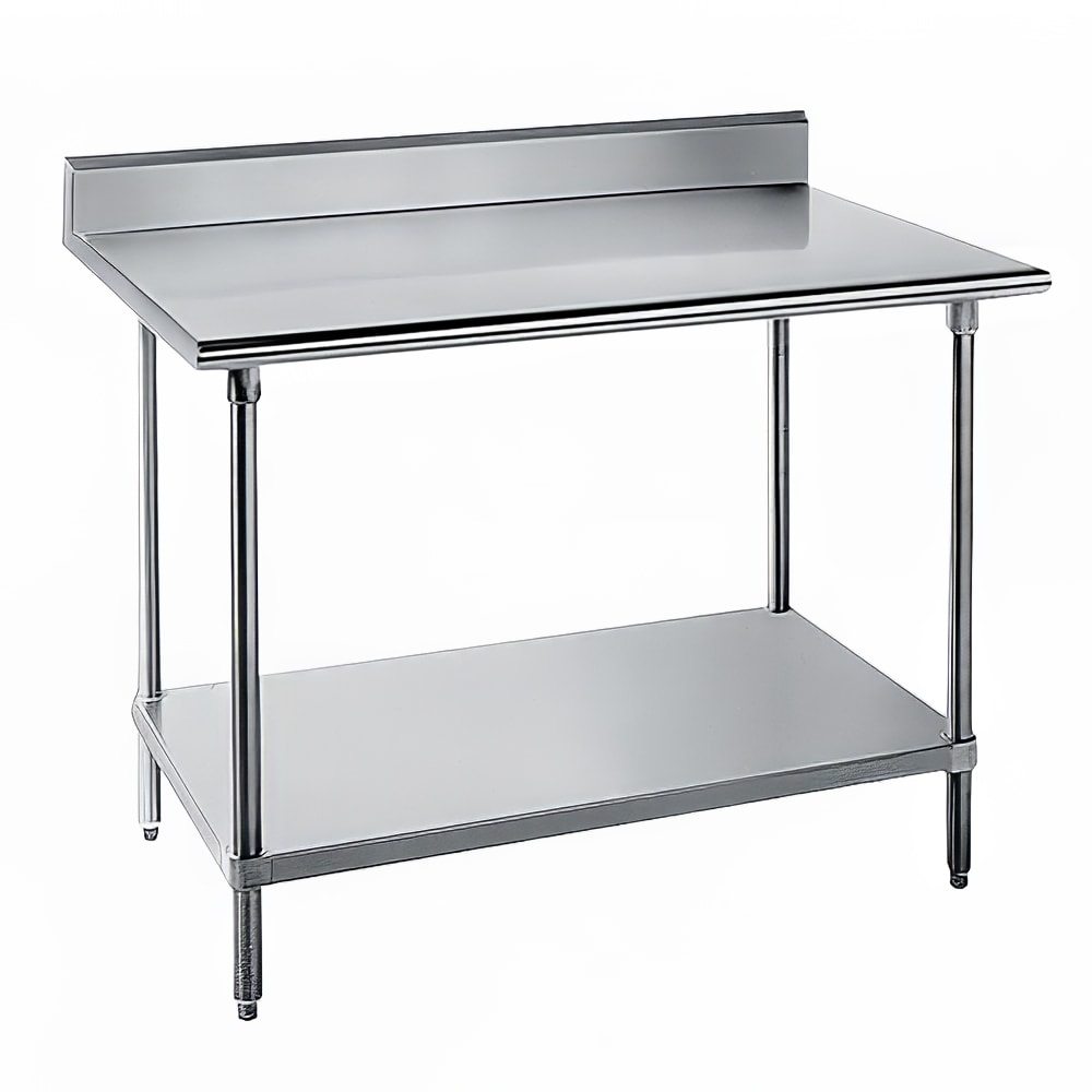 009-KMS366 72" 16 ga Work Table w/ Undershelf & 304 Series Stainless Top, 5" Backsp...