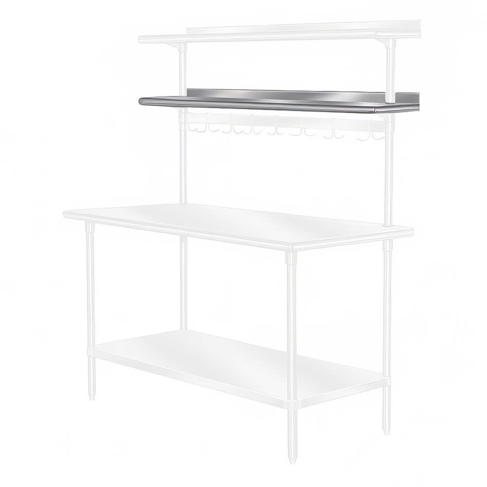 009-PT12R120 120" Table Mount Shelf - 1 Deck, Rear-Mount, 12"L, Stainless