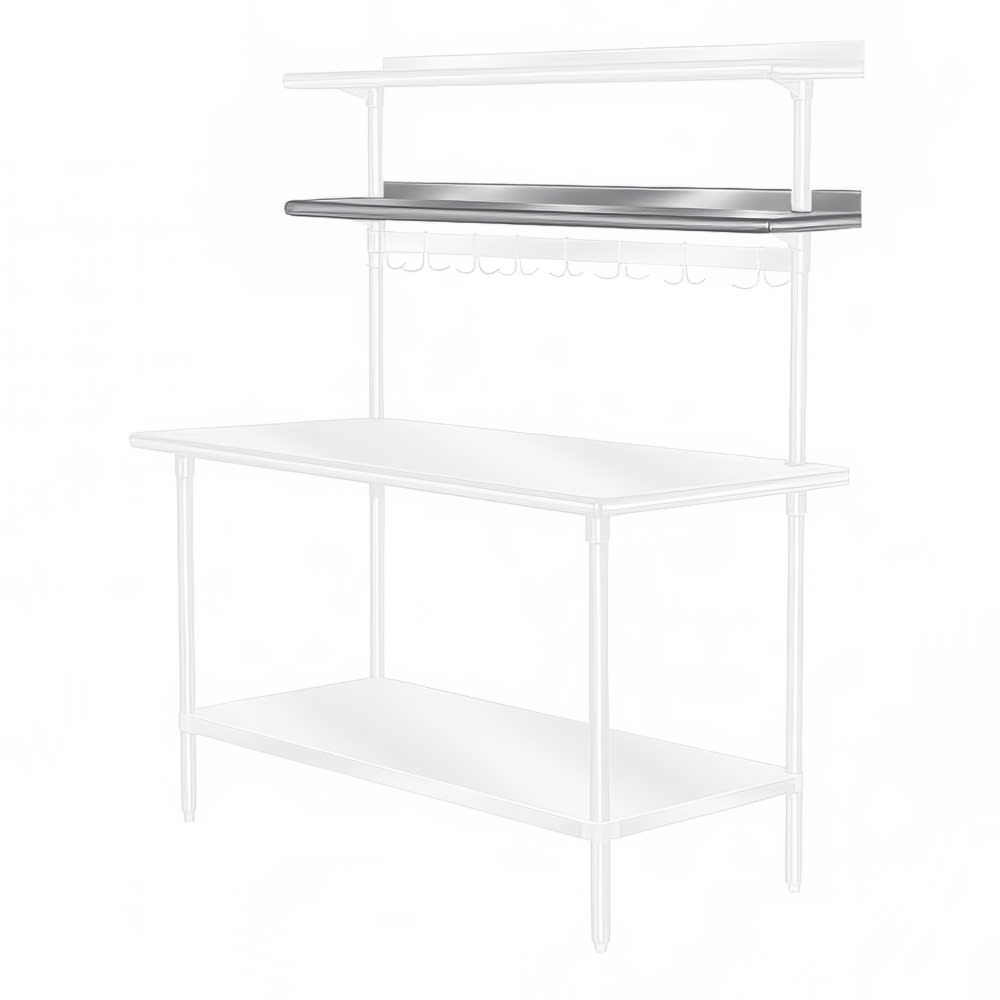 009-PT15R144 144" Table Mount Shelf - 1 Deck, Rear-Mount, 15"L, Stainless