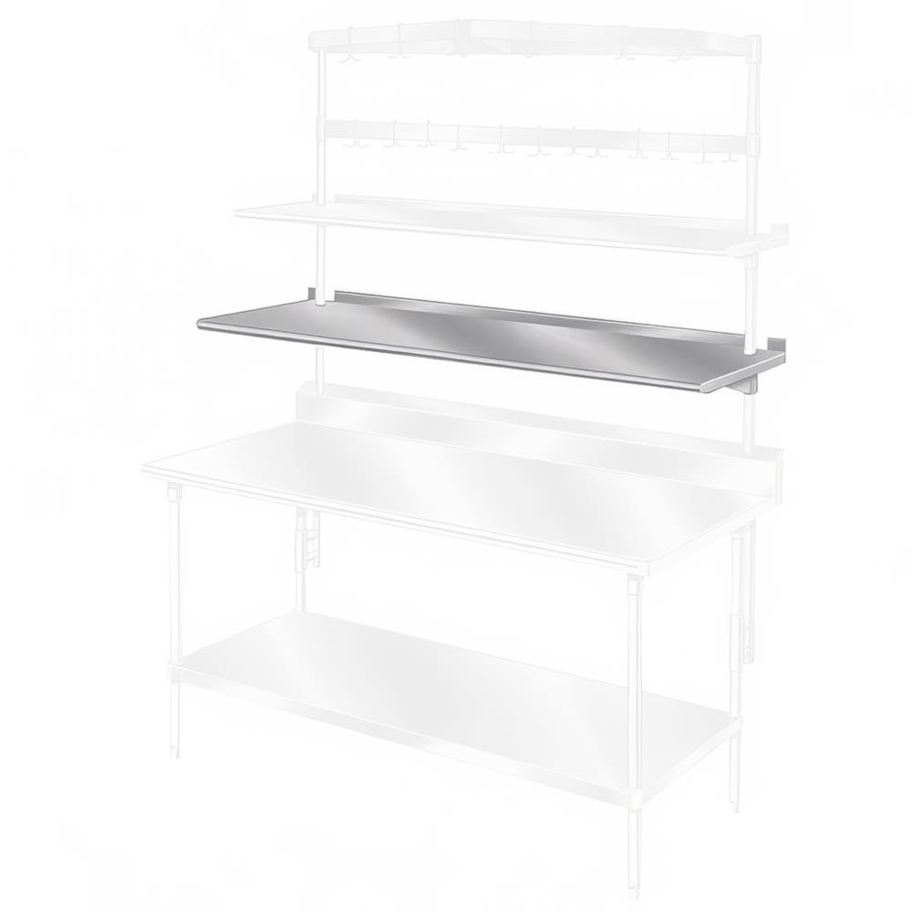 009-PT18S132 132" Table Mount Shelf - 1 Deck, Splash-Mount, 18"L, Stainless