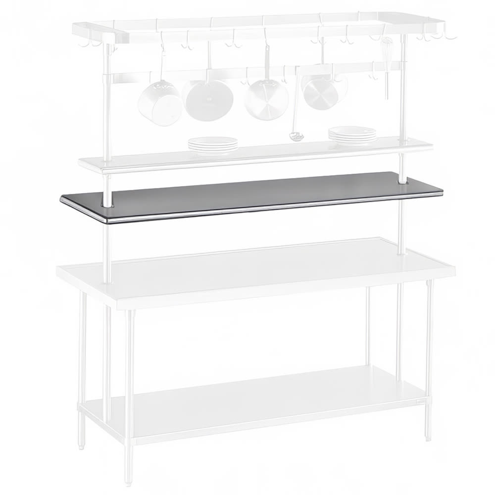 009-PT15108 108" Table Mount Shelf - 1 Deck, Mid-Mount, 15"L, Stainless