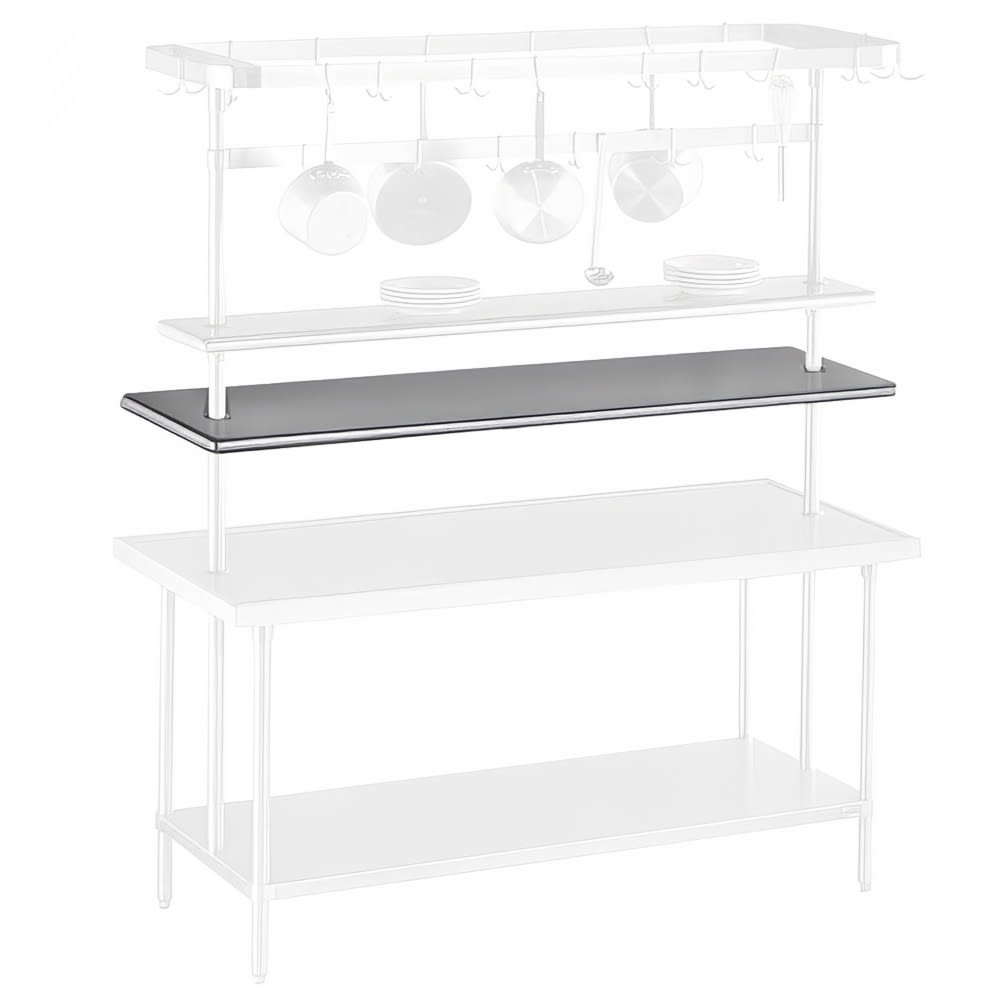 009-PT12108 108" Table Mount Shelf - 1 Deck, Mid-Mount, 12"L, Stainless