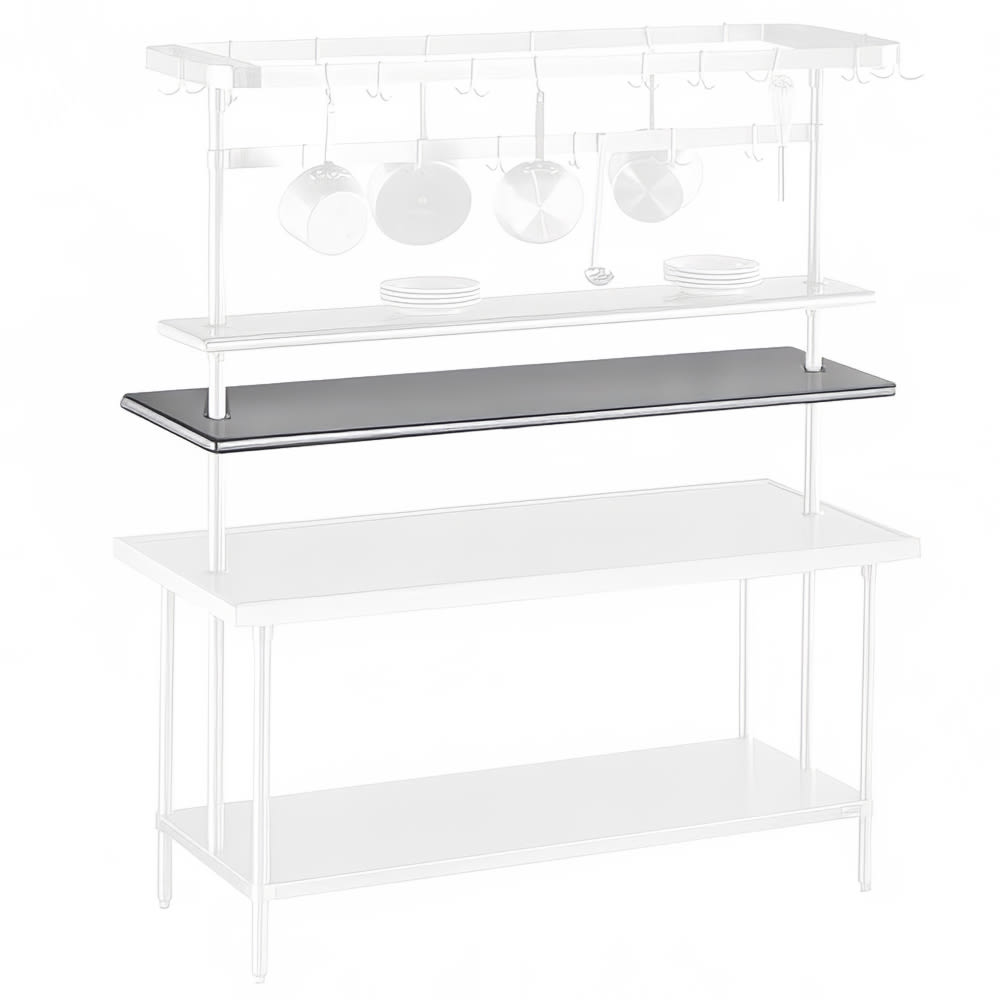 009-PT18108 108" Table Mount Shelf - 1 Deck, Mid-Mount, 18"L, Stainless