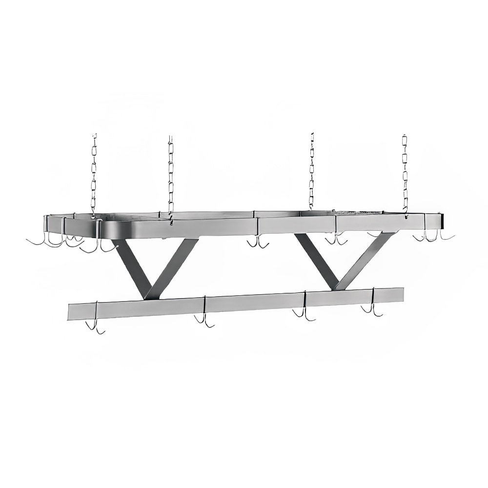 009-SC120 120" Ceiling-Mount Pot Rack w/ (18) Double Hooks, Steel