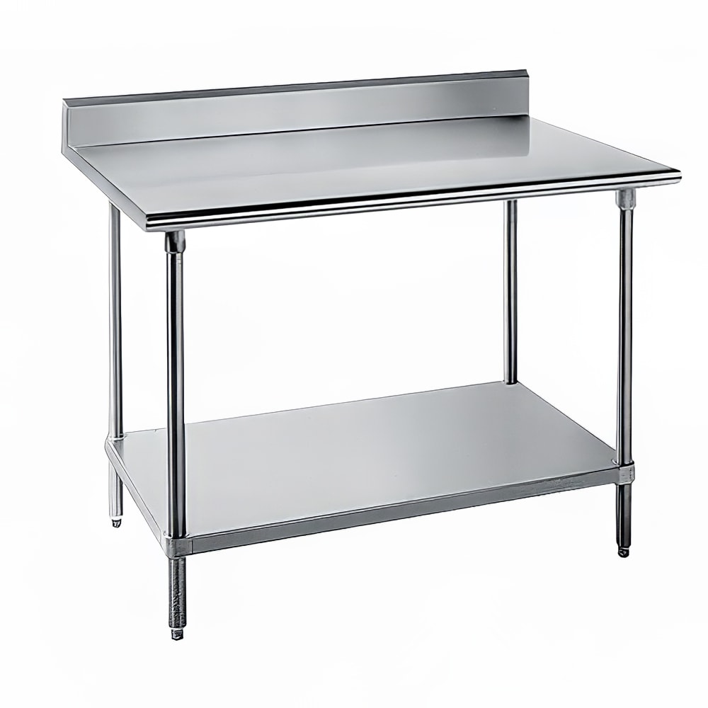Advance Tabco SKG-240 30" 16 ga Work Table w/ Undershelf & 430 Series Stainless Top, 5" Backsplash