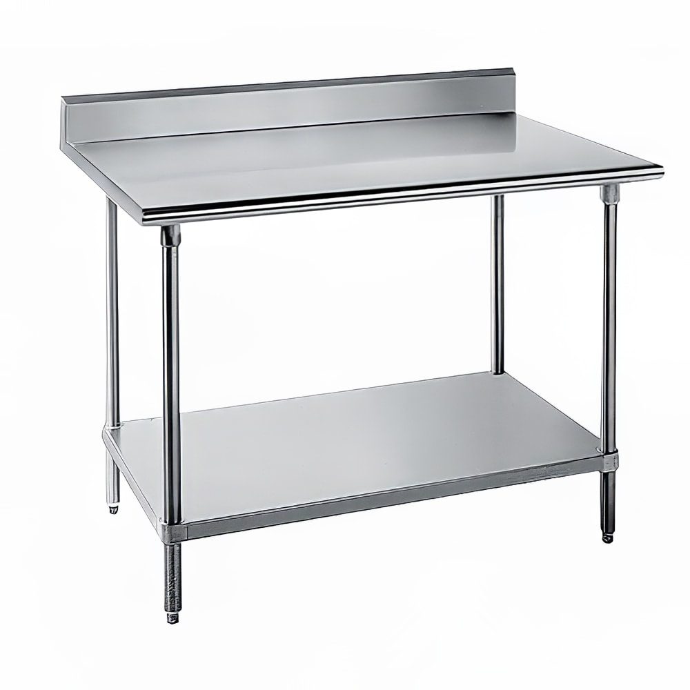 Advance Tabco SKG-2411 132" 16 ga Work Table w/ Undershelf & 430 Series Stainless Top, 5" Backsplash