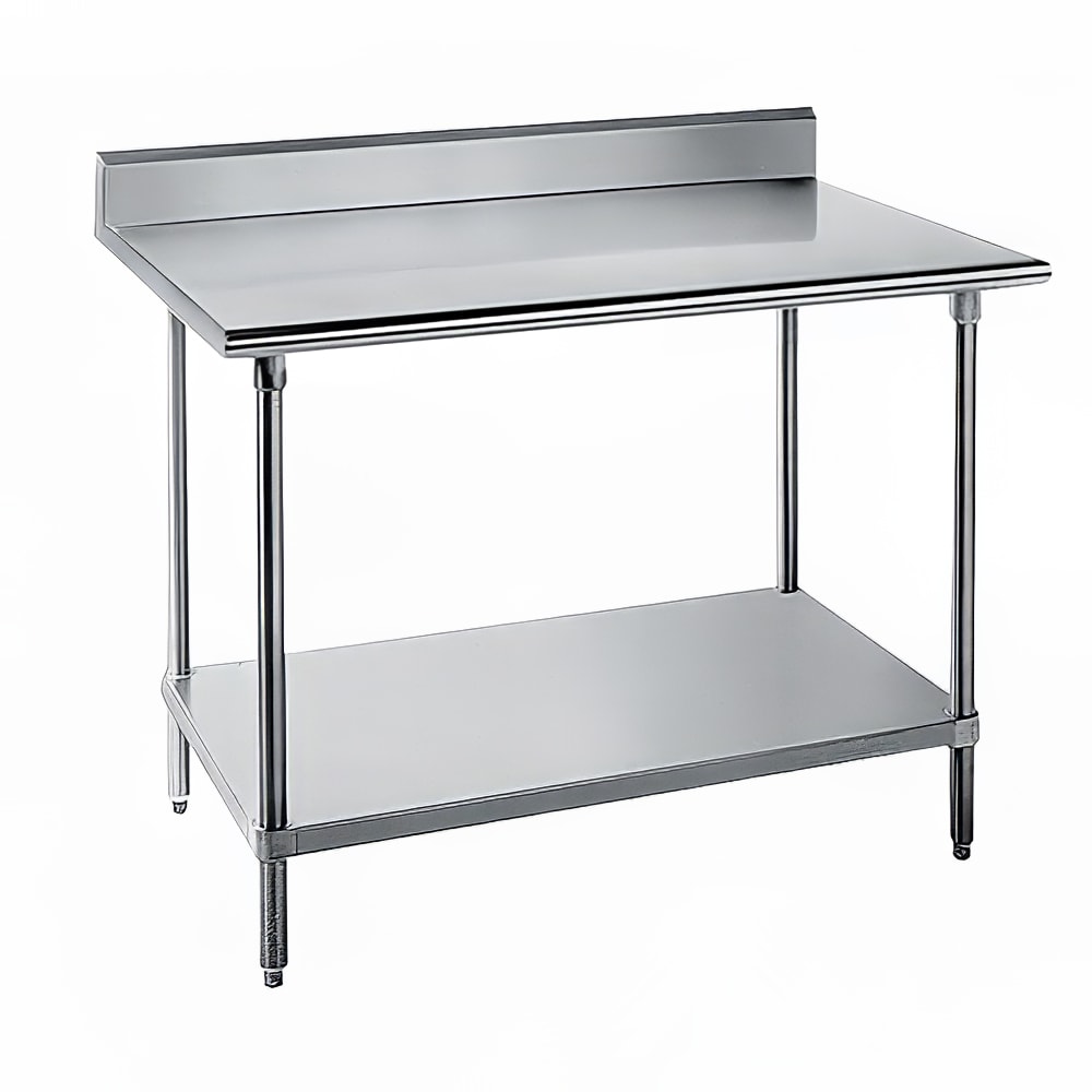 009-SKG3012 144" 16 ga Work Table w/ Undershelf & 430 Series Stainless Top, 5" Back...