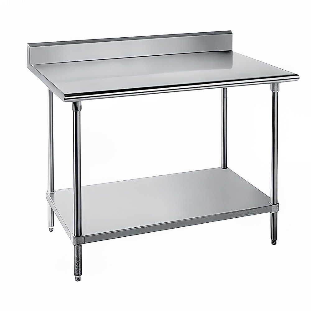 009-SKG246 72" 16 ga Work Table w/ Undershelf & 430 Series Stainless Top, 5" Backsp...
