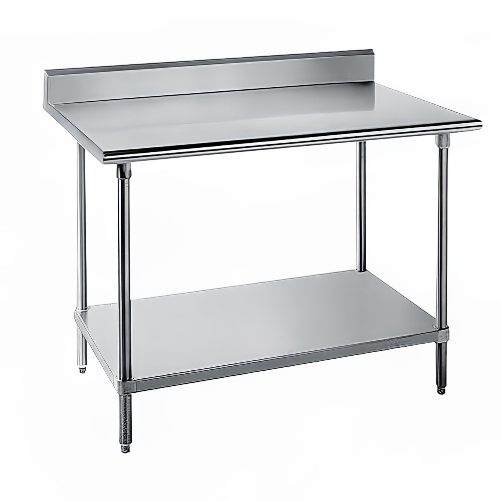 009-SKG304 48" 16 ga Work Table w/ Undershelf & 430 Series Stainless Top, 5" Backsp...