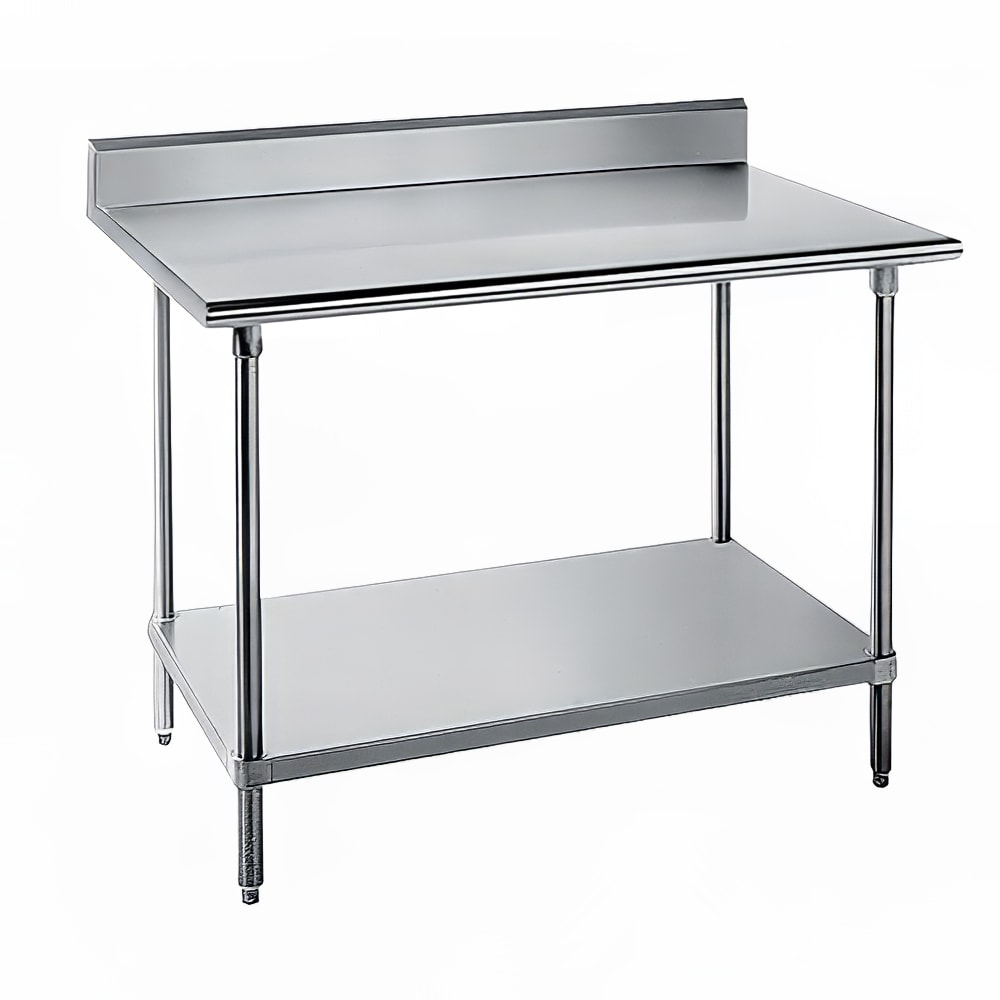 009-SKG364 48" 16 ga Work Table w/ Undershelf & 430 Series Stainless Top, 5" Backsp...