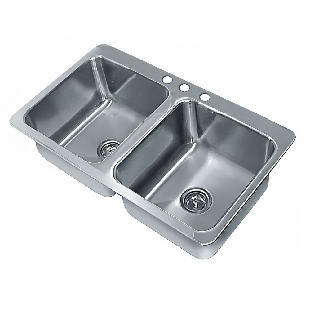 009-SS245217 (2) Compartment Drop-in Sink - 20" x 16", Drain Included
