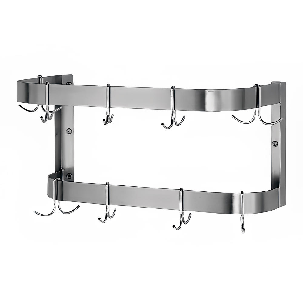 009-SW60X 60" Wall-Mount Pot Rack w/ (18) Double Hooks, Stainless Steel