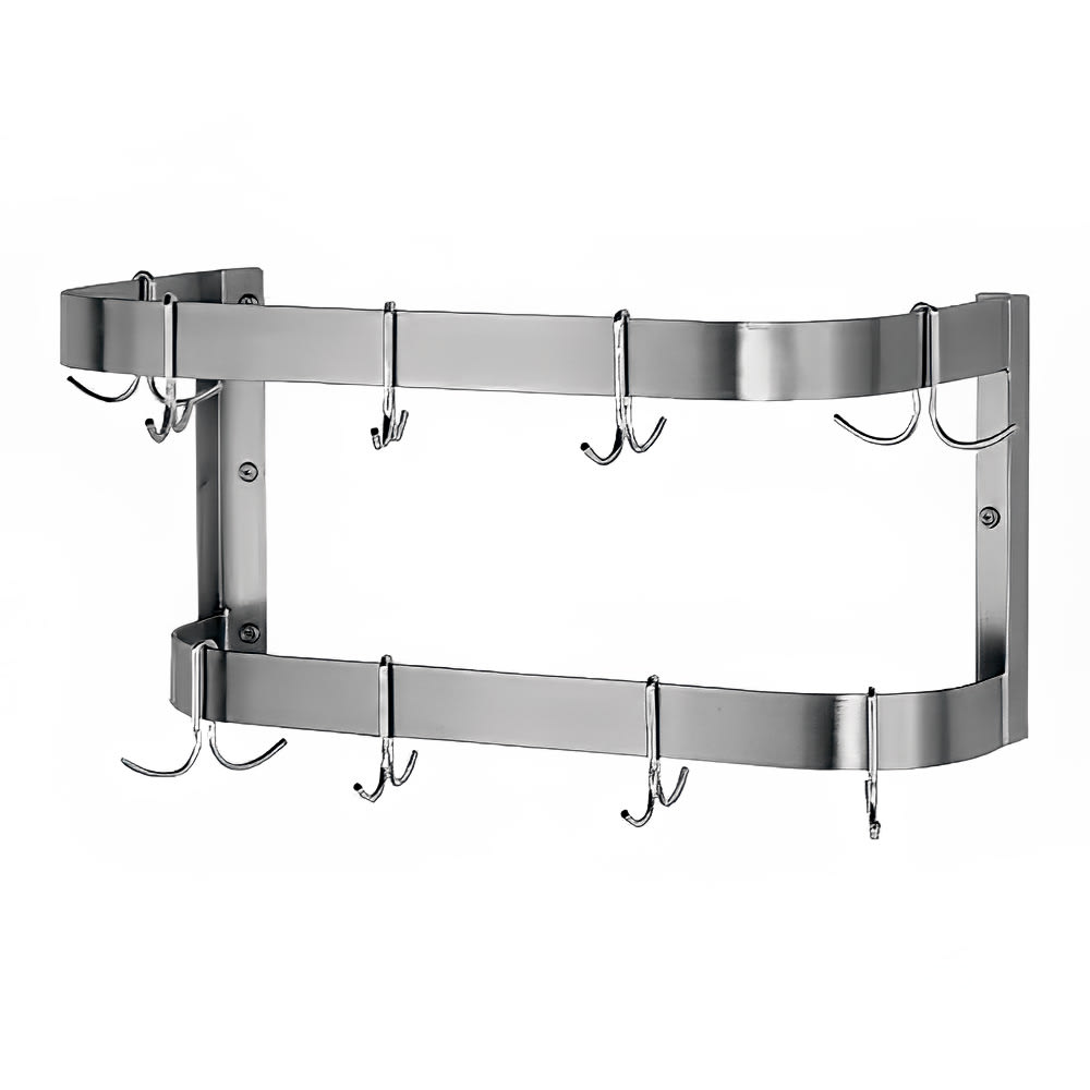009-SW72X 72" Wall-Mount Pot Rack w/ (18) Double Hooks, Stainless Steel