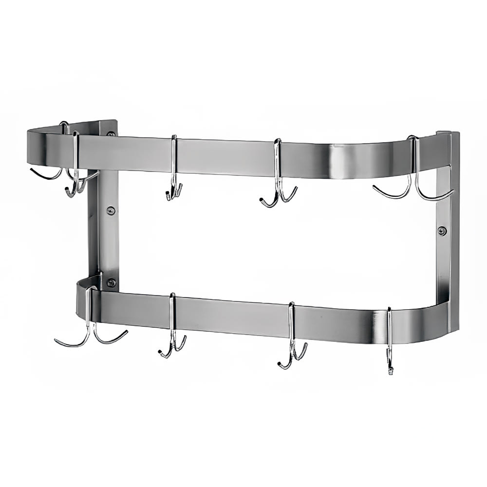009-SW132 132" Wall-Mount Pot Rack w/ (18) Double Hooks, Stainless Steel
