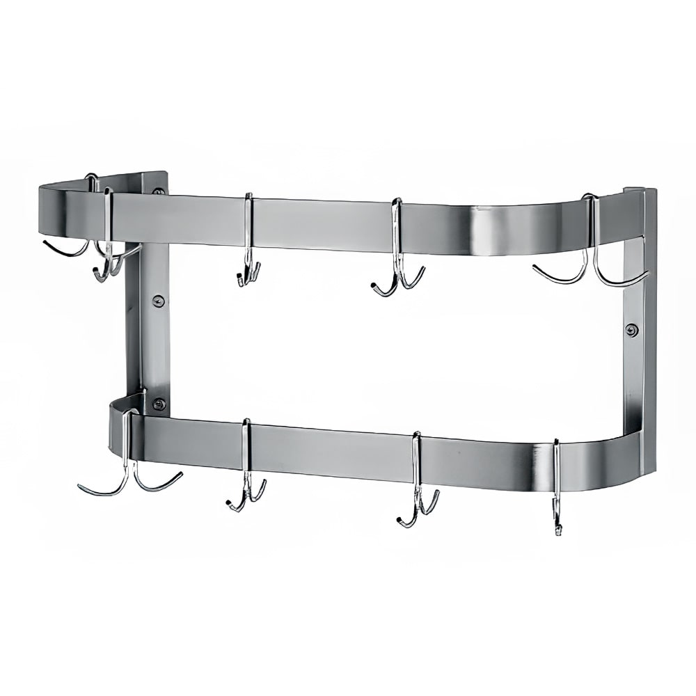 009-SW36 36" Wall-Mount Pot Rack w/ (12) Double Hooks, Stainless Steel