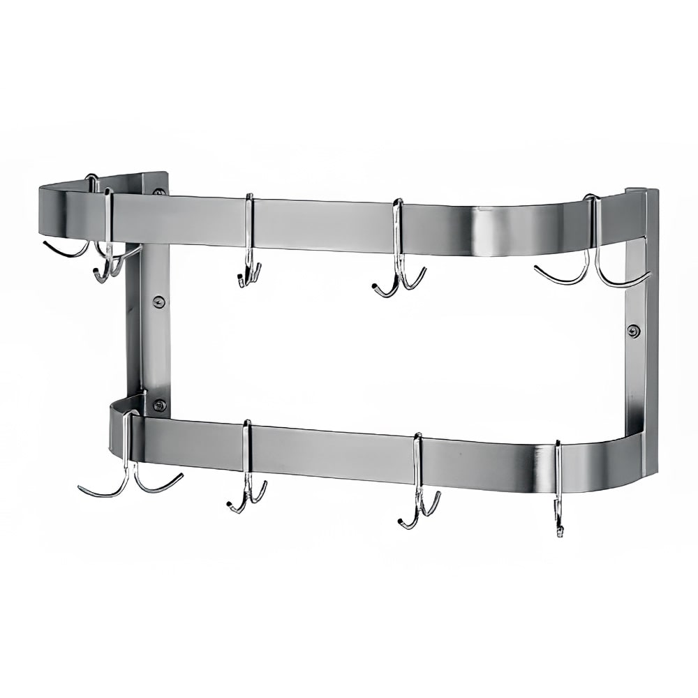 009-SW48X 48" Wall-Mount Pot Rack w/ (12) Double Hooks, Stainless Steel