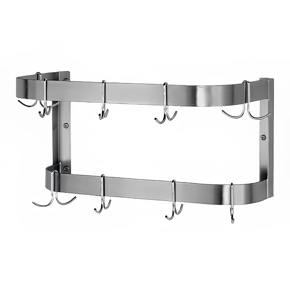 009-SW96 96" Wall-Mount Pot Rack w/ (18) Double Hooks, Stainless Steel