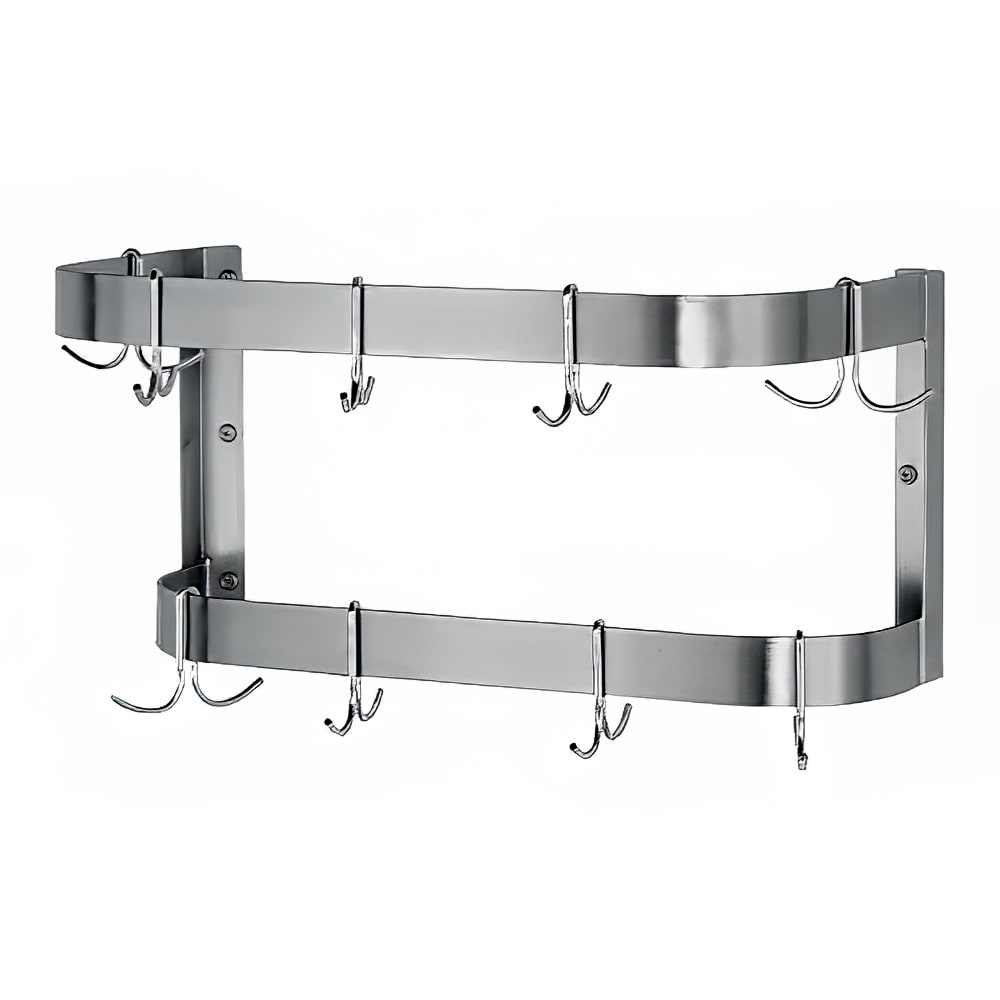 009-SW24 24" Wall-Mount Pot Rack w/ (12) Double Hooks, Stainless Steel