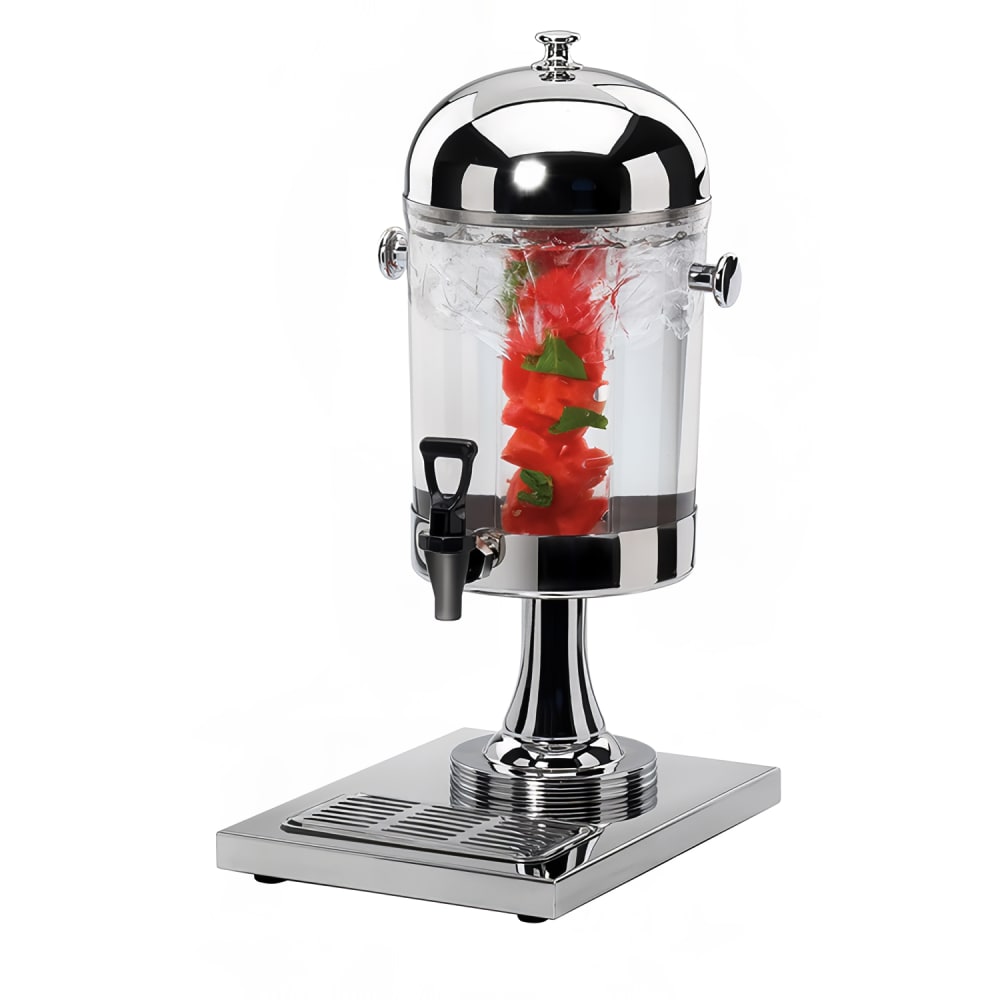 151-1010 2 gal Beverage Dispenser w/ Ice Tube - Plastic Container, Stainless Base