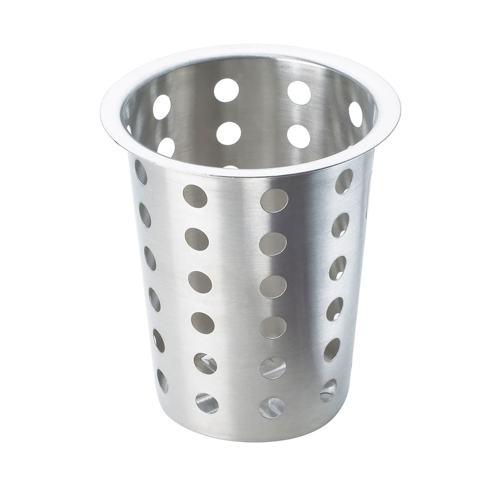 Cal-Mil 1017-39 4 1/2" Round Perforated Flatware Cylinder - 5 1/2"H, Stainless
