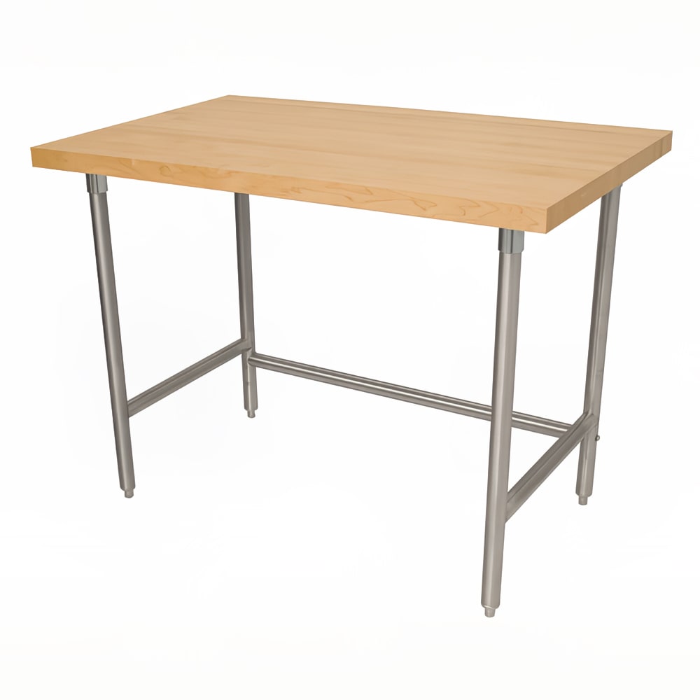 009-TH2G307 1 3/4" Maple Top Work Table w/ Open Base, 84"L x 30"D