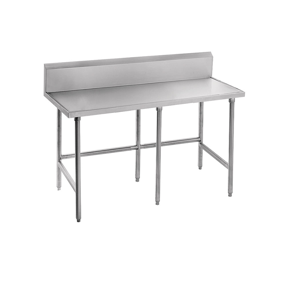 Advance Tabco TKAG-2412 144" 16 ga Work Table w/ Open Base & 430 Series Stainless Top, 5" Backsplash