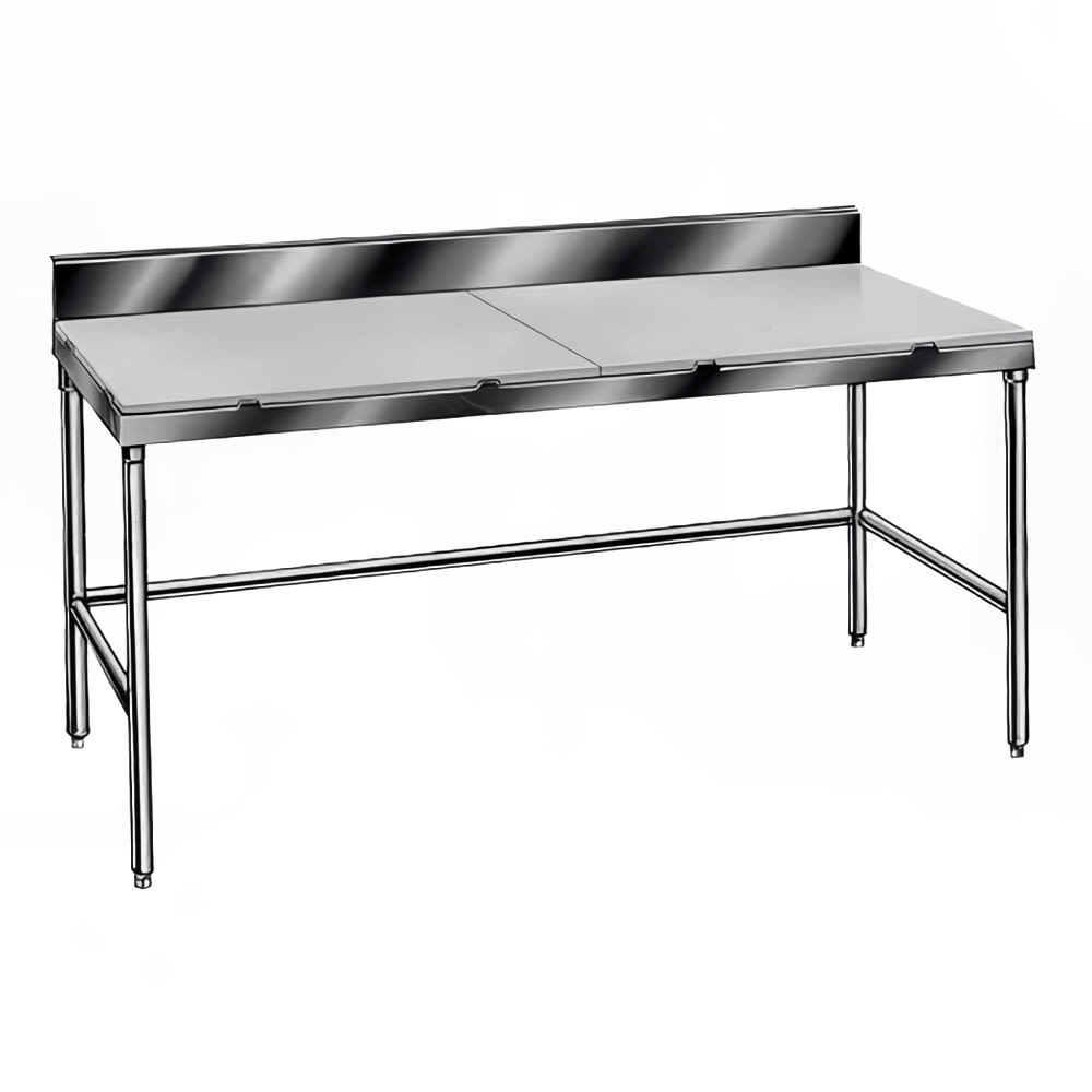 009-TSPS248 96" Poly Top Work Table w/  6" Backsplash & 5/8" Top, Stainless Ba...