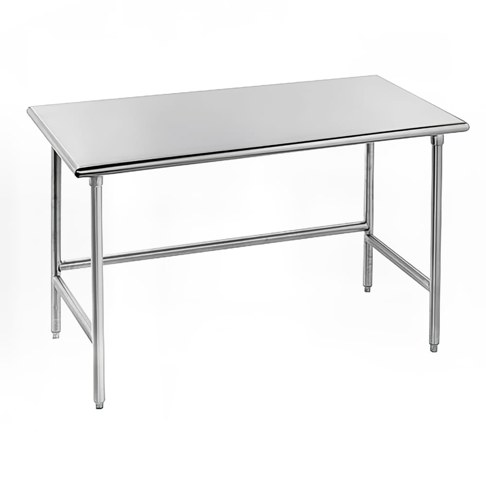 009-TSS487 84" 14 ga Work Table w/ Open Base & 304 Series Stainless Flat Top