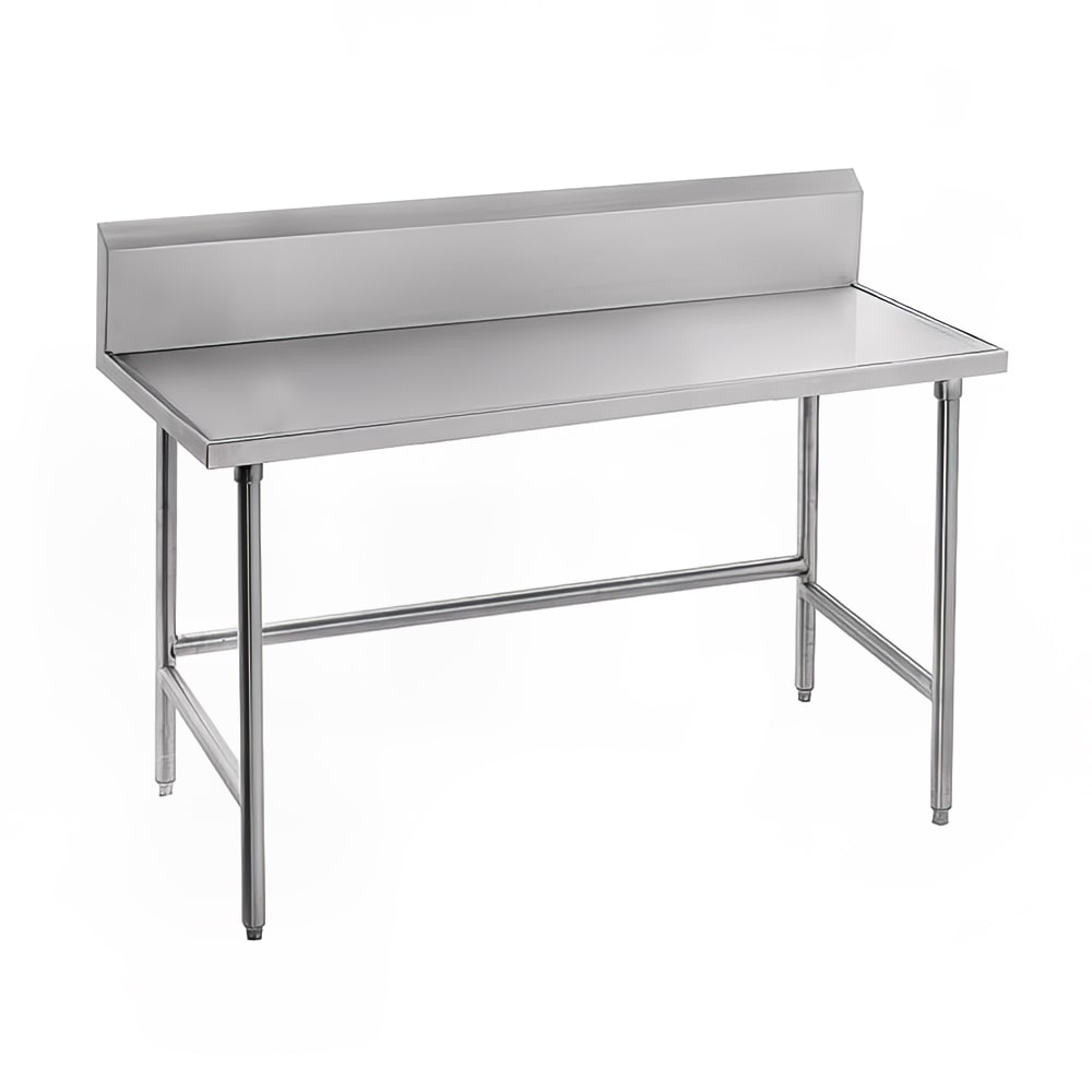 Advance Tabco TVKG-2412 144" 14 ga Work Table w/ Open Base & 304 Series Stainless Marine Top, 10" Backsplash