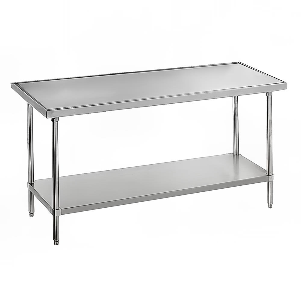 009-VLG244 48" 14 ga Work Table w/ Undershelf & 304 Series Stainless Flat Top