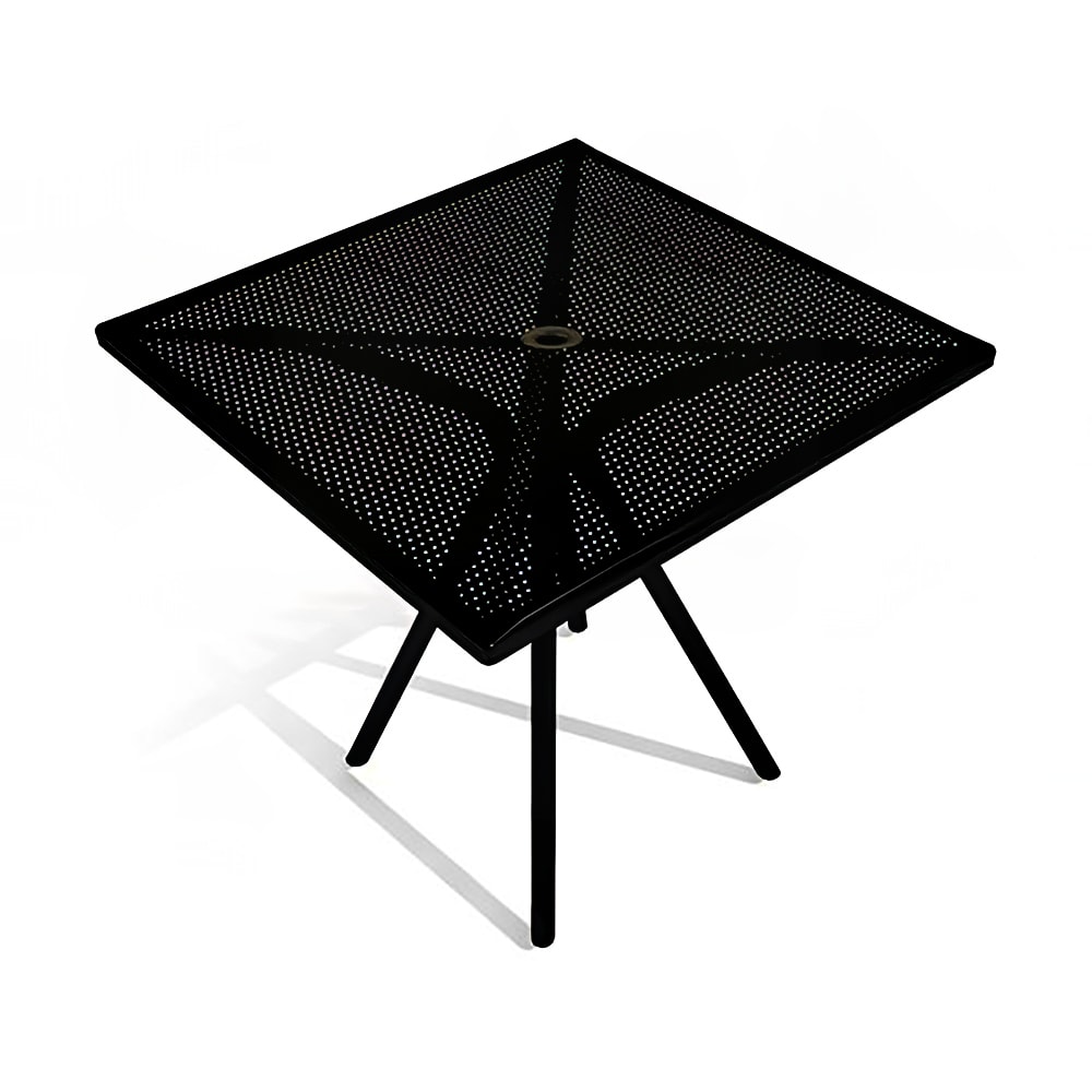 336-AB3030 30" Square Outdoor Table w/ Umbrella Hole - Aluminum, Black