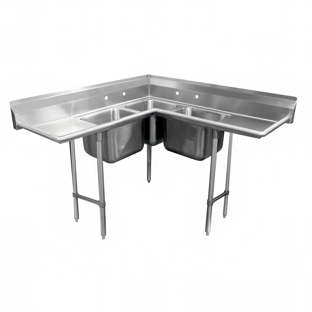 009-94K830D 86" 3 Compartment Sink w/ 20"L x 20"W Bowl, 12" Deep