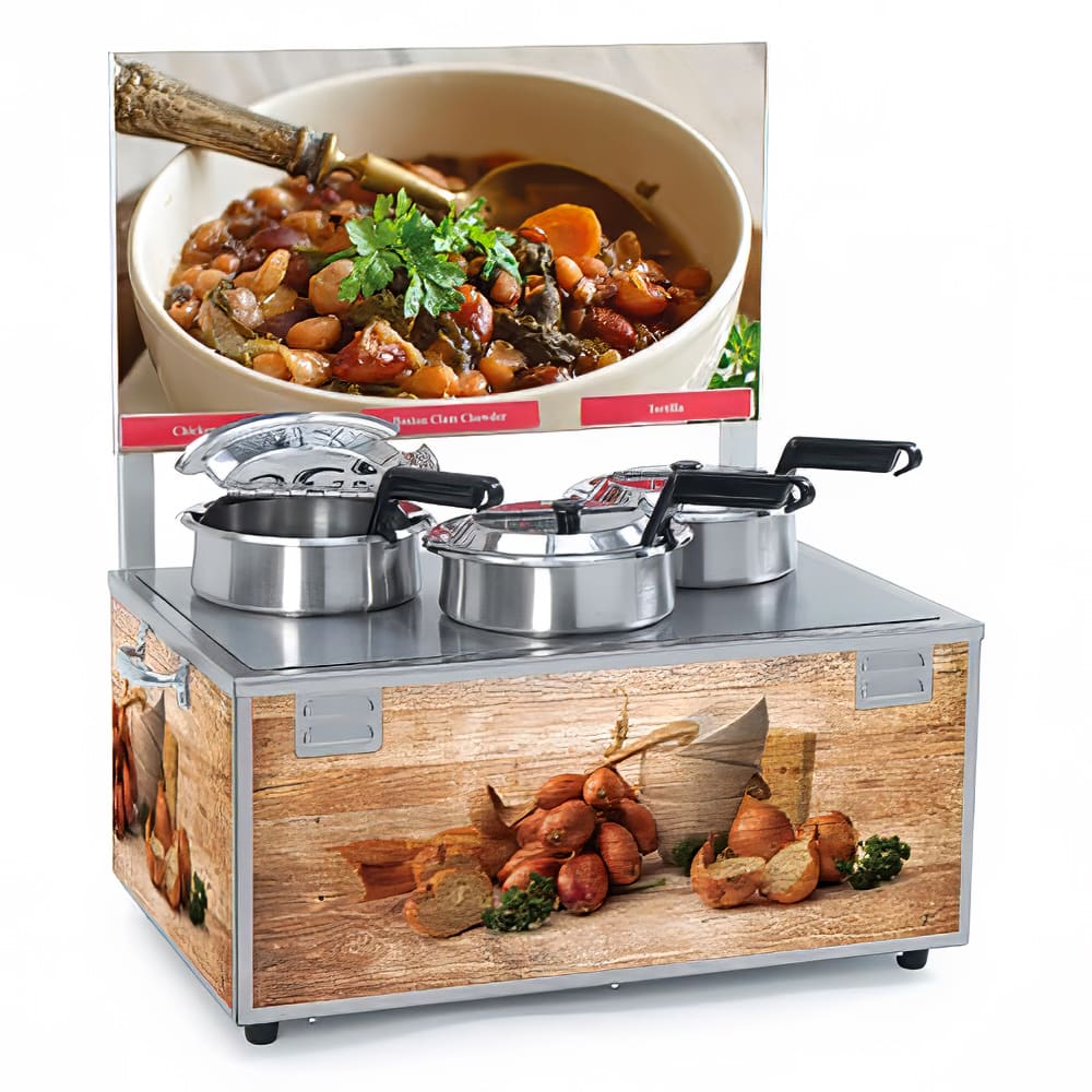 128-6510T4P (3) 4 qt Countertop Soup Warmer w/ Thermostatic Controls, 120v