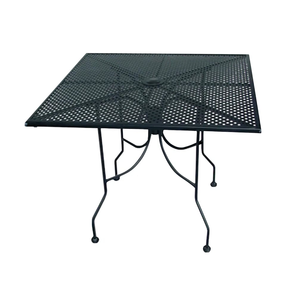 336-ALM3636 36" Square Outdoor Table w/ Umbrella Hole - Aluminum, Black