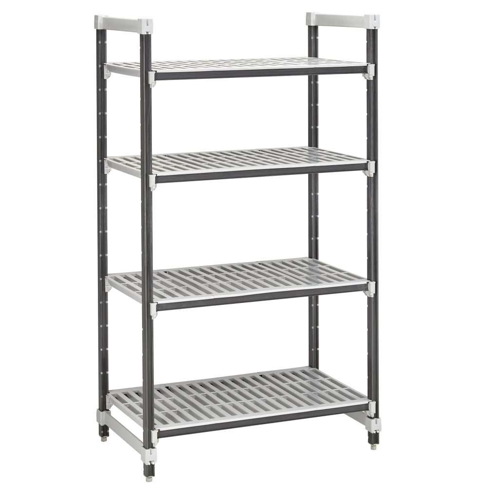 144-EXU213684V4480 36" NSF 4-Tier Heavy-Duty Plastic Shelving Unit - Camshelving® Elements X...