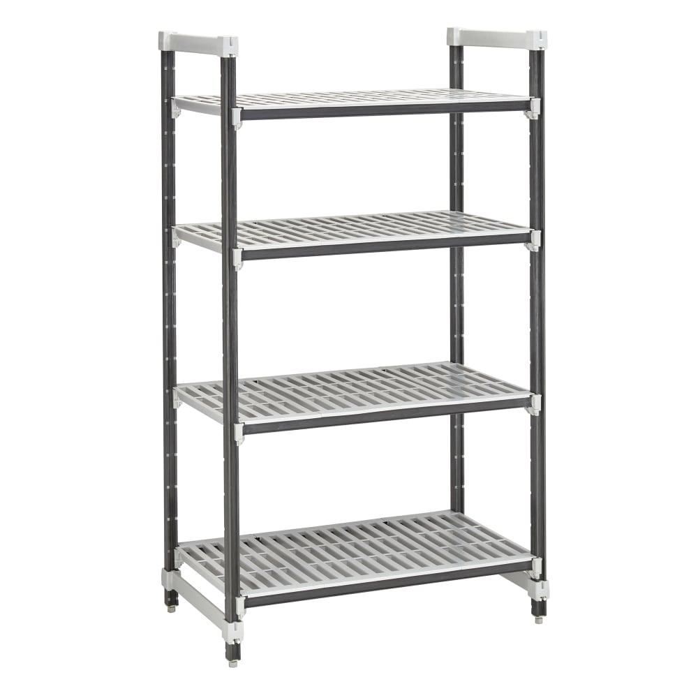 144-EXU214884V4480 48" NSF 4-Tier Heavy-Duty Plastic Shelving Unit - Camshelving® Elements X...
