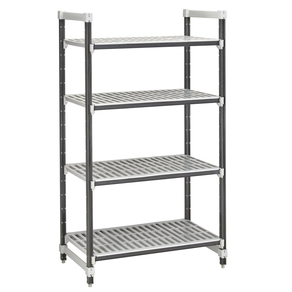 144-EXU243072V4480 30" NSF 4-Tier Heavy-Duty Plastic Shelving Unit - Camshelving® Elements X...